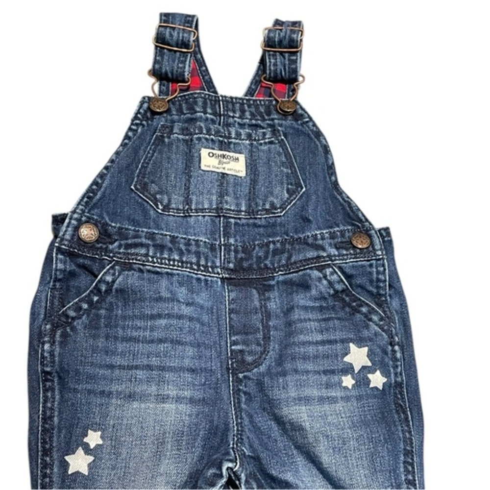 12 - 18 Month OshKosh Overalls Star Denim Pants Girls Toddler Boys Jeans Osh Kos